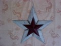 Red White Painted  Wood Star  ST28658W